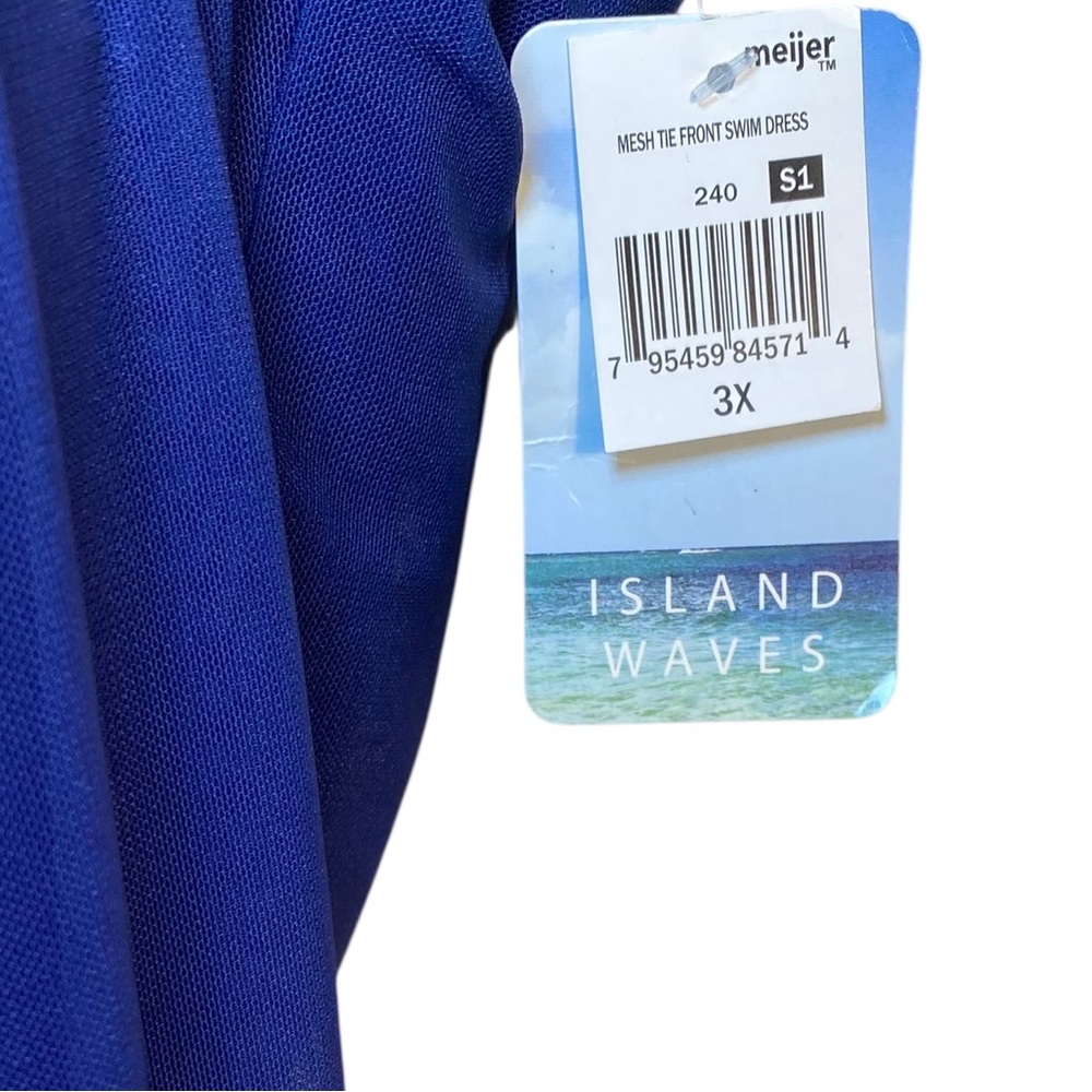 Island Waves Sheer Blue Ombré Fly-Away Front One Piece Swim 3X - Picture 4 of 5